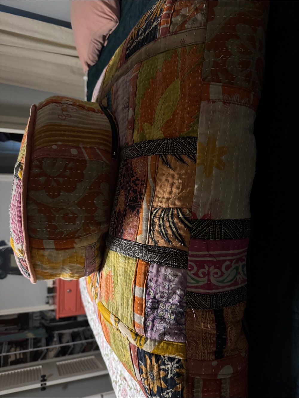 Handmade kantha meditation cushion Set - Multicolor